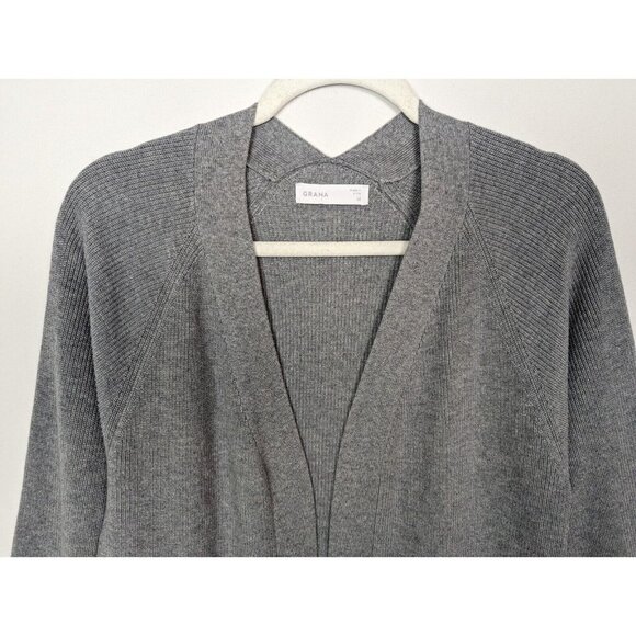 Grana M Open Front Ribbed Knit Cotton Merino Wool Cardigan Sweater Quiet Luxury - Picture 3 of 10